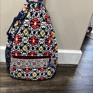 Vera Bradley Red and Blue Backpack with Vibrant Pattern